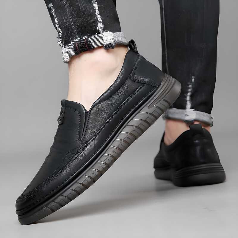 Men’s Trendy Daily Wear Casual Shoes – Stylish Black Lace-Up Sneakers