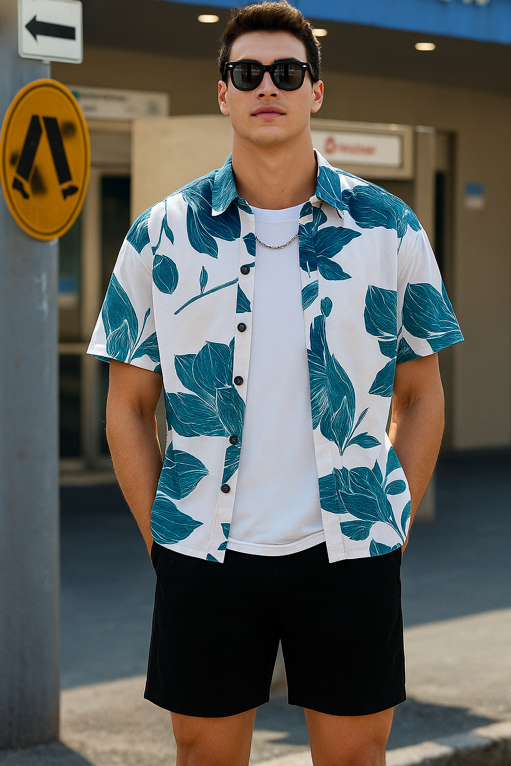 Men's Printed Half Sleeves Regular Collar Casual Shirt