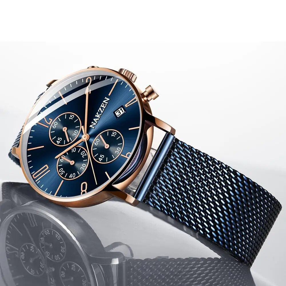 Luxury Quartz Watches Men Brand NAKZEN Men's Business Sport Watch Waterproof Chronograph Wristwatches Relogio Masculino
